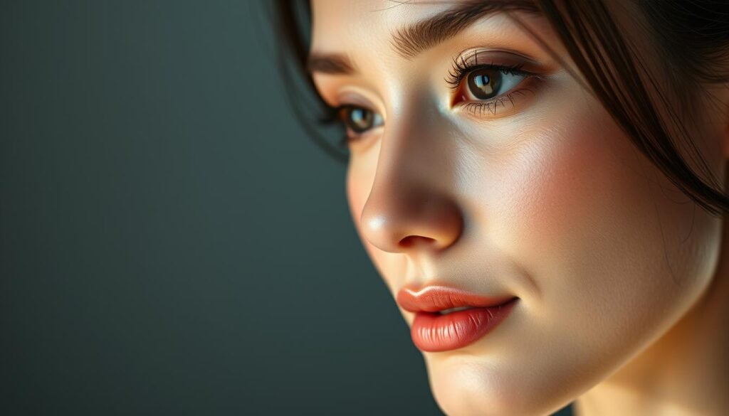 A detailed close-up portrait of a woman's face, featuring the Oligio X 原美電波face treatment by Glowin Beaute. The subject's skin appears radiant and youthful, with a healthy glow. The lighting is soft and flattering, highlighting the contours of the face. The background is blurred and out of focus, keeping the attention on the subject's features. The composition is balanced, with the face centered and occupying a significant portion of the frame. The overall mood is calm and serene, conveying the rejuvenating effects of the Oligio X 原美電波technology. A detailed close-up portrait of a woman's face, featuring the Oligio X 原美電波face treatment by Glowin Beaute. The subject's skin appears radiant and youthful, with a healthy glow. The lighting is soft and flattering, highlighting the contours of the face. The background is blurred and out of focus, keeping the attention on the subject's features. The composition is balanced, with the face centered and occupying a significant portion of the frame. The overall mood is calm and serene, conveying the rejuvenating effects of the Oligio X 原美電波technology.