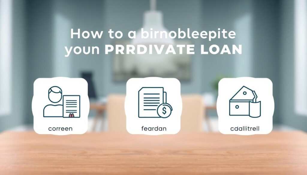 A clean, minimalist illustration showcasing the essential requirements for obtaining a private loan. In the foreground, a balanced composition of simple icons and infographic elements depicting the key criteria - personal identification, financial documents, collateral assets. The midground features a soft, blurred background with a serene, professional office setting, subtly implying the formal process. Lighting is soft and diffused, creating a calm, trustworthy atmosphere. The overall aesthetic is modern, elegant, and easy to comprehend at a glance, suitably reflecting the informational subject matter. A clean, minimalist illustration showcasing the essential requirements for obtaining a private loan. In the foreground, a balanced composition of simple icons and infographic elements depicting the key criteria - personal identification, financial documents, collateral assets. The midground features a soft, blurred background with a serene, professional office setting, subtly implying the formal process. Lighting is soft and diffused, creating a calm, trustworthy atmosphere. The overall aesthetic is modern, elegant, and easy to comprehend at a glance, suitably reflecting the informational subject matter.
