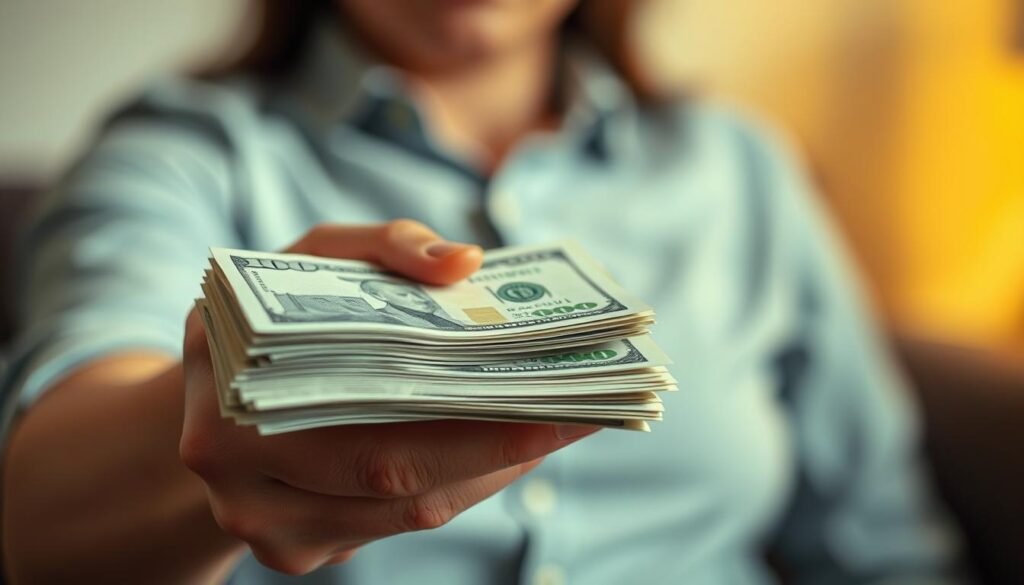 An intimate close-up shot of a person's hand holding a stack of cash, conveying the idea of a private, unsecured personal loan. The lighting is soft and warm, creating a comfortable, trustworthy atmosphere. The background is blurred, keeping the focus on the hand and the money, symbolizing the personal nature of this type of lending. The composition is balanced, with the hand and money positioned centrally, suggesting the importance of this financial transaction. The overall mood is one of trust, discretion, and financial empowerment. An intimate close-up shot of a person's hand holding a stack of cash, conveying the idea of a private, unsecured personal loan. The lighting is soft and warm, creating a comfortable, trustworthy atmosphere. The background is blurred, keeping the focus on the hand and the money, symbolizing the personal nature of this type of lending. The composition is balanced, with the hand and money positioned centrally, suggesting the importance of this financial transaction. The overall mood is one of trust, discretion, and financial empowerment.